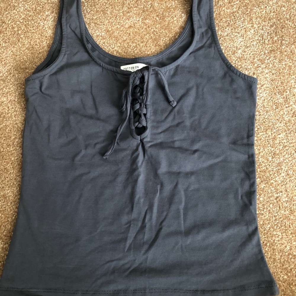 Blue Grey Tank Top with Tye